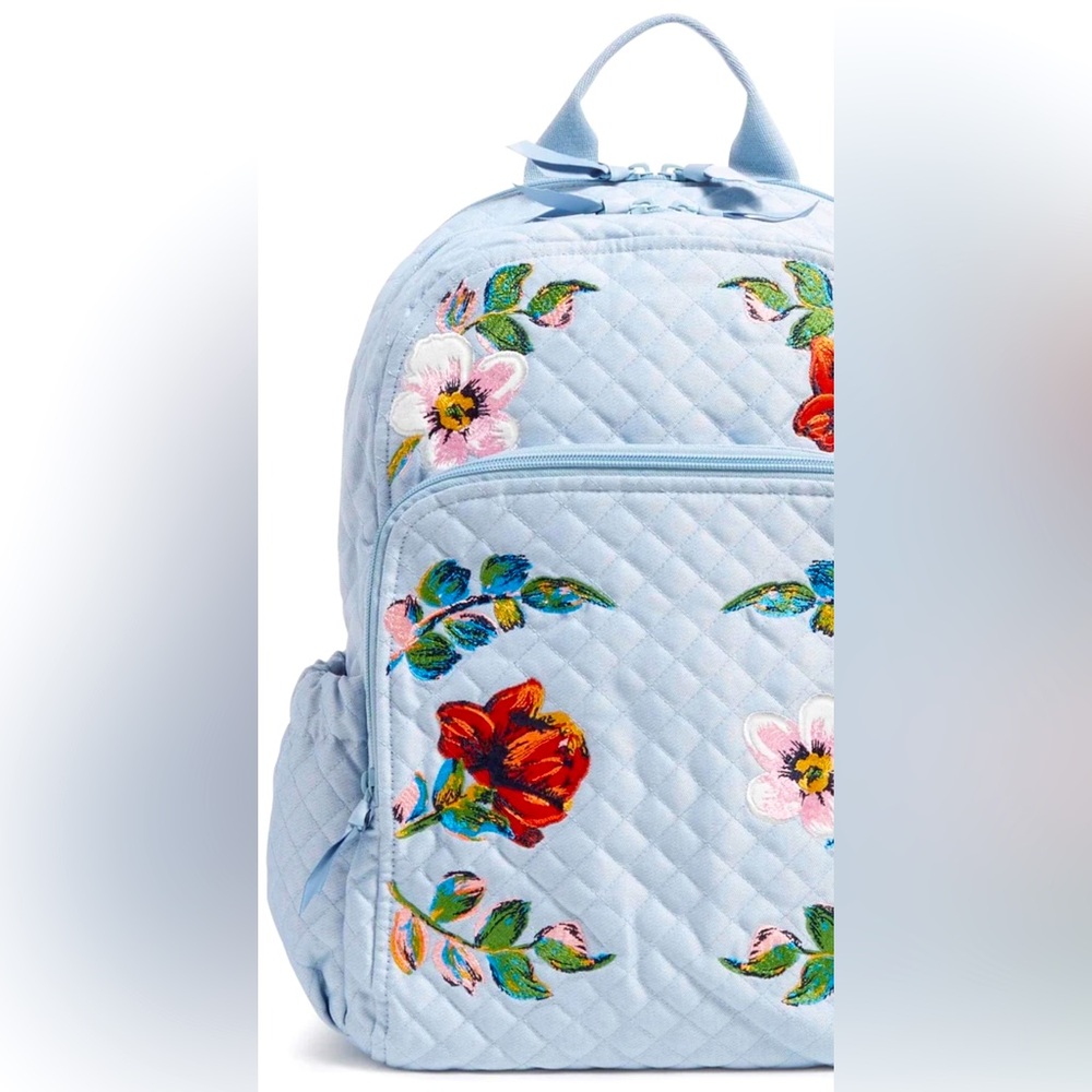 Vera Bradley Large Campus Backpack in Denim ✨ Sea Air Floral - Picture 9 of 11